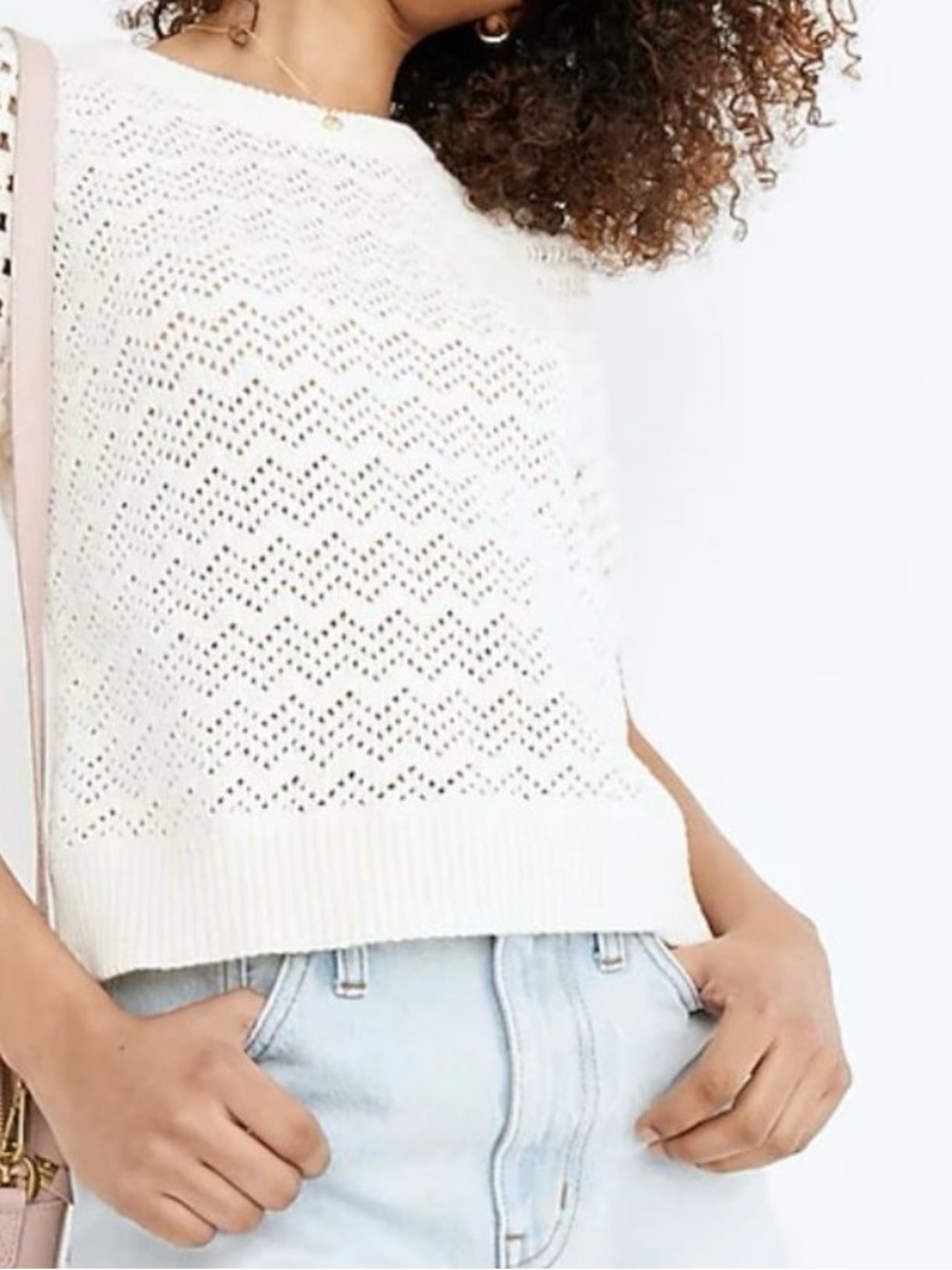 Madewell Cream Crochet Knit Tank
